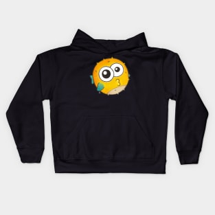 Kiss from a Pufferfish - Cute Yellow Blowfish with Big Eyes Kids Hoodie